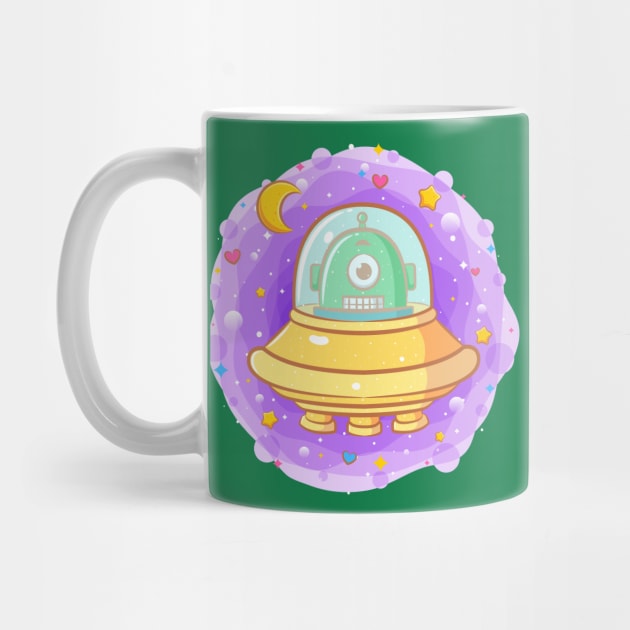 cute baby alien flying saucer by Mako Design 